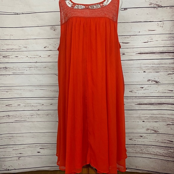 Lane Bryant Dresses & Skirts - Lane Bryant Orange Chiffon Sequin Dress Size 26/28